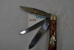 Fight'n Rooster 1 of 150; 1993, "Eighteen Wheels and a Dozen Roses"; 3 Bladed 4" Pocket Knife w/ Mul