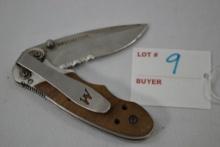 Winchester 3-1/2" Blade Pocket Knife Wood Handle with Belt Clip
