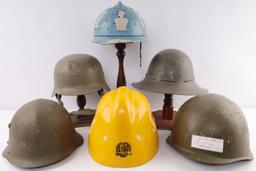 LOT OF 6 WWII TO POST WAR MILITARY COMBAT HELMETS