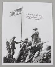 CHARLES W. LINDBERG 1ST IWO JIMA FLAG SIGNED PHOTO