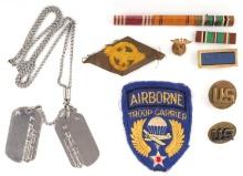 WWII AIRBORNE TROOP CARRIER PATCH & DOGTAGS