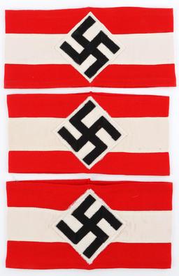 LOT OF 3 WWII GERMAN REICH HITLER YOUTH ARMBANDS