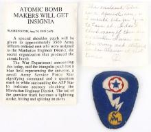 MANHATTAN PROJECT NAMED WWII PATCH