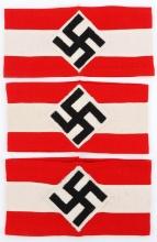 LOT OF 3 WWII GERMAN REICH HITLER YOUTH ARMBANDS