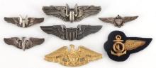 7 WWII US AIRFORCE & NAVY STERLING WING BADGE LOT