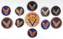LOT OF 11 IN-COUNTRY MADE ARMY AIR CORP PATCHES