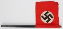 WWII GERMAN THIRD REICH HAND HELD PARADE FLAG