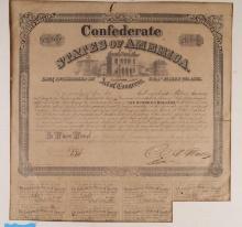 1863 CONFEDERATE STATES OF AMERICA $100 BOND SHEET