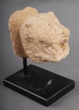 ANCIENT MESOPOTAMIAN STONE LION'S HEAD STATUE
