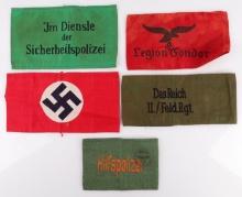 WWII GERMAN REICH NSDAP SIPO SS & CONDOR ARMBANDS