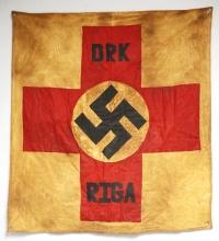 WWII GERMAN RED CROSS RIGA FLAG 45 X 41 INCHES