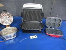 GEORGE FOREMAN GRILL, WAFFLE MAKER, MUFRIN MAKER