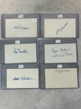(6) Signed 3 x 5 Index Cards - Dillinger, Mueller, Lockman, Friend, Gustine, and Dickson