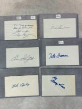 (6) Signed 3 x 5 Index Cards - Wagner, Francona, Slaughter, Kell, Appling and Embree