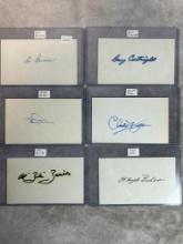 (6) Signed 3 x 5 Index Cards - Brissie, Daley, Zerilla, Cartwright, Keller, and Baker