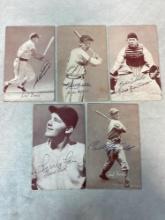 (5) Signed Exhibit Cards - Walker, Ennis, Tebbetts, Fain, and Furillo