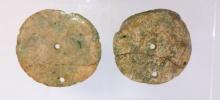 Pre-Columbian Mayan Jadeite Disc Pendant Pair