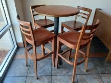 Bar Height Table & Bar Stool Set / Light Wood 5 Pc Table & Bar Stools