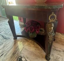 Marble Top Roman Style Adorned Console Table