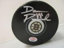 David Pastrnak of the Boston Bruins signed autographed logo hockey puck PAAS COA 452