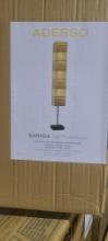 ADESSO SAHARA Tall Floor Lamp / Tall Floorchiere / Wallnut Wood Base / Crinkle Paper Shade