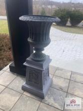 Metal decorative urn on stand 48" high
