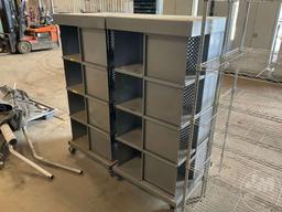 ROLLING 4 SIDED DISPLAY RACKS ON CASTERS, QTY OF 2