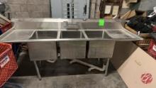 Stainless Steel 3-Well Sink W/ Overhead Rinse