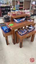 Wood Display Table W/ (4) Wood Benches (Per Piece)