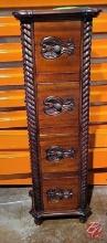 NEW Indonesia Mahogany Hand Carved Storage Cabinet 15"