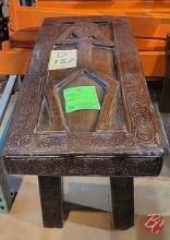 NEW Indonesia Hand Carved Teak Bench 38-1/2"