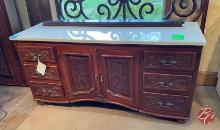 NEW Indonesia Hand Carved Marble Top Vanity 73"