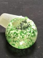 vintage green spatter glass rose bowl