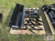 Excavator attachment kit with grading bucket, brake, grapple, and ripper