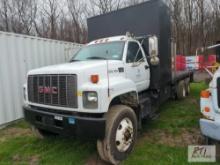 2000 GMC C8500 tandem axle flatbed truck, 24ft bed, 6 speed transmission, air brakes, 50,155 miles,