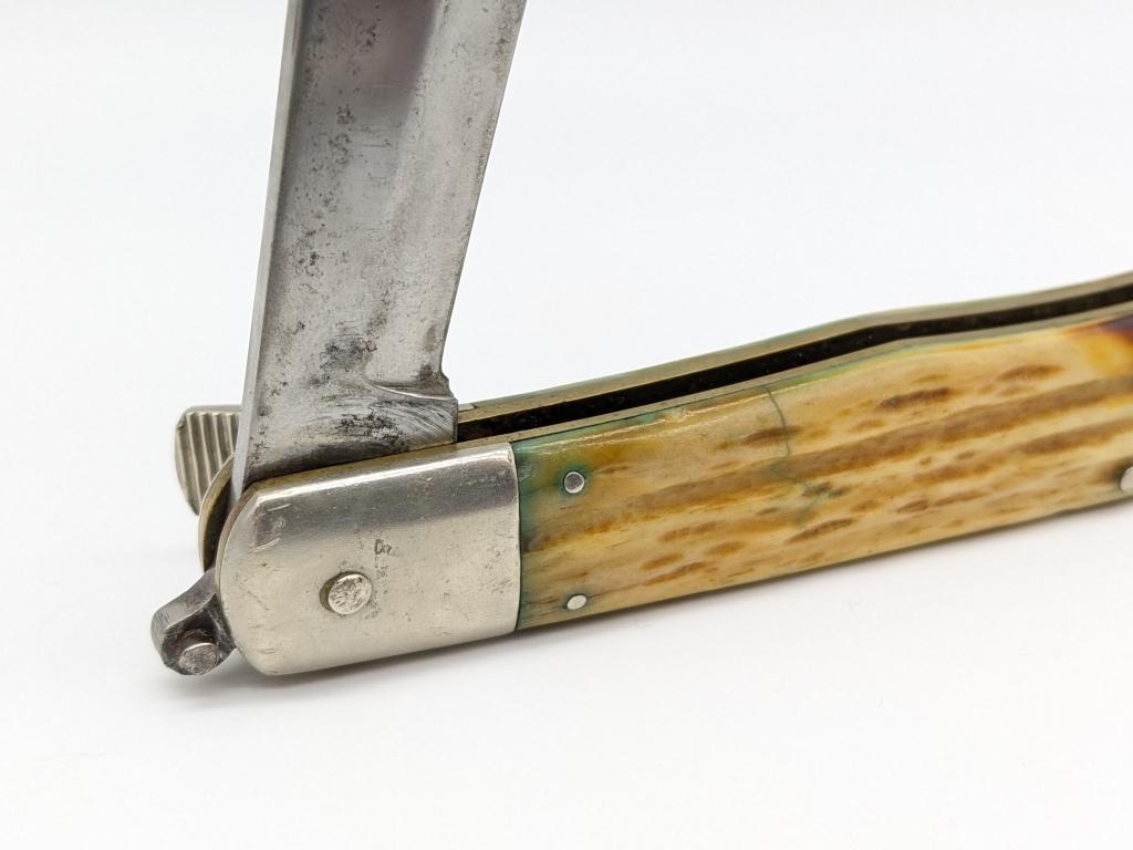 Ka-Bar Stag Leverlock Switchblade Knife