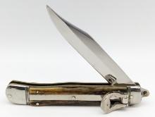 Unmarked Stag Leverlock Switchblade Knife