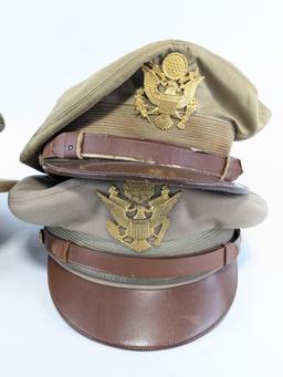 (4) Green & Tan US Military Dress Caps