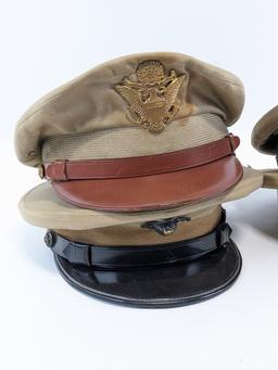 (4) Tan US Military Dress Caps