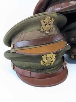 (5) Green US Military Dress Caps