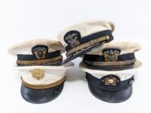(5) White US Military Dress Caps