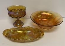 3 PIECES OF CARNIVAL GLASS