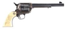 (C) COLT SINGLE ACTION ARMY REVOLVER WITH STEER HEAD CARVED IVORY GRIPS.