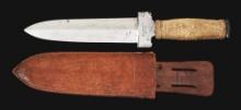 DESIREABLE WILL & FINCK TWINE WRAPPED HANDLE BOWIE KNIFE PHOTOGRAPHED IN 2 BOOKS.