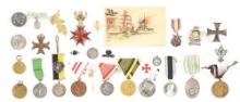 LOT OF MISCELLANEOUS IMPERIAL GERMAN AND AUSTRO-HUNGARIAN MEDALS AND PINS.