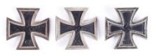 LOT OF 3: GERMAN WWII 1939 1ST CLASS IRON CROSSES.