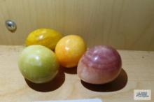 Four miniature alabaster/marble eggs
