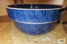 blue stoneware mixing bowl