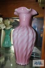 Fenton pink swirl vase