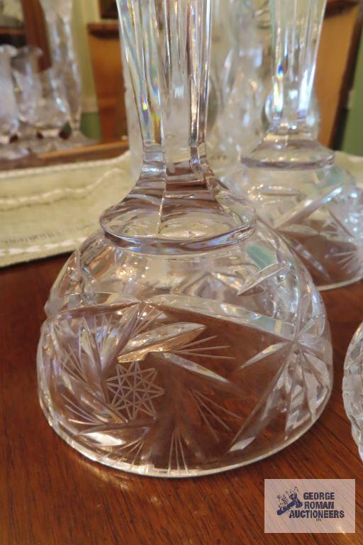 Crystal star design candle holders and creamer and sugar
